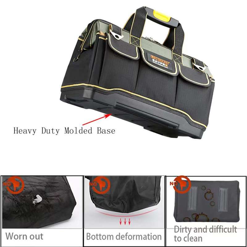 16 Inch Waterproof Tools Bag Close Top with Heavy Duty Molded Base