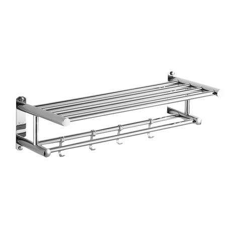 Double Towel Bar Bathroom Shelves Towel Rack