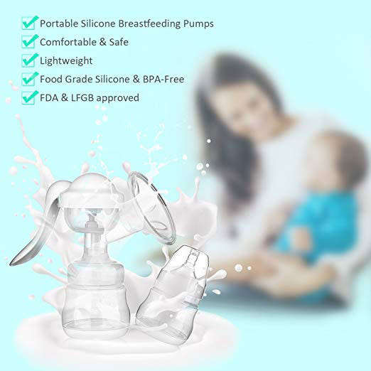 Manual Breast Pump with Lid for Breastfeeding - White