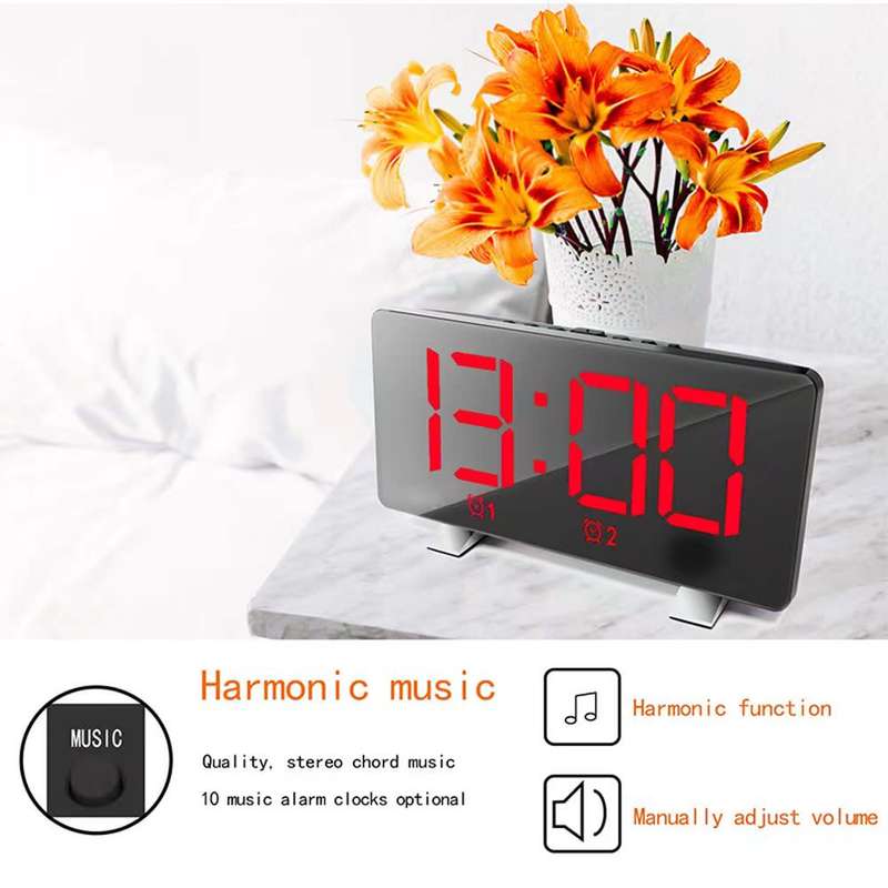 Digital Big LED Display USB Chord Harmonic Sound Alarm Clock