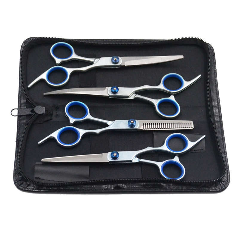 Professional 6 inch Pet Grooming Scissors Set With Storage Pouch - 5 Pieces