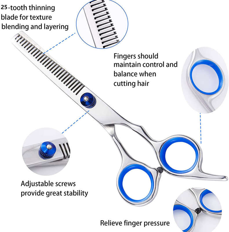 Professional 6 inch Pet Grooming Scissors Set With Storage Pouch - 5 Pieces