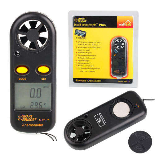 *LOCAL STOCK* Mini Digital LCD Display Wind Speed Gauge Scale Anemometer + Thermometer
