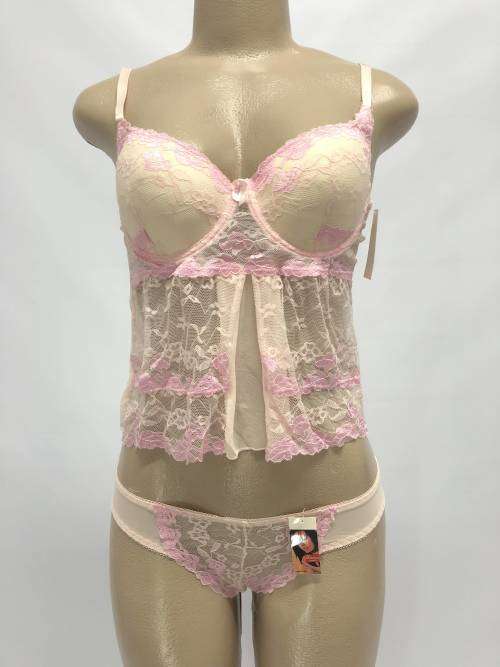 SIZE 36C pink lace bra and panty set