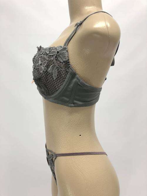 SIZE 34B grey lace bra and panty set