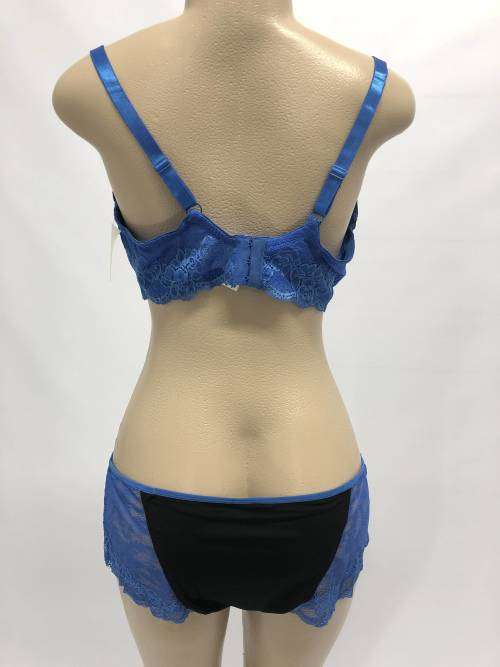 size 40D big bra and panty set blue with black