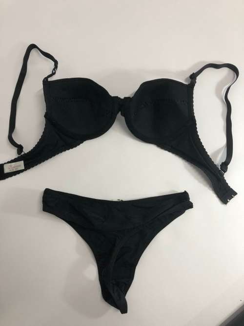size 36C bra and panty set black