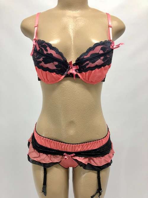 size 34B lotus bra and skirt set pink