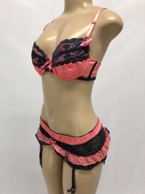size 34B lotus bra and skirt set pink