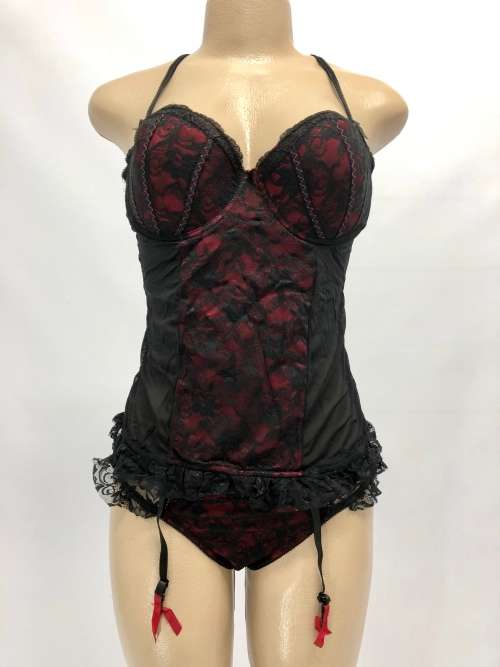 size S sexy lace bra and panty set red & black