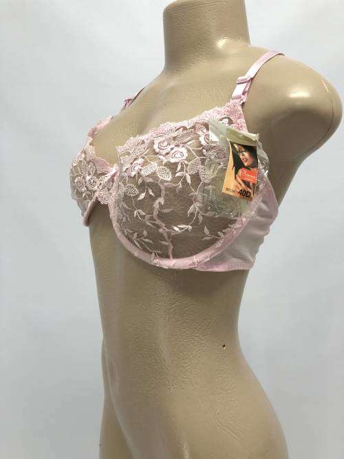 Size 36D lace hollow bra pink