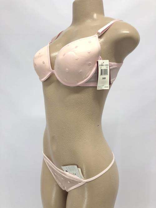 Size 34B pink embroidered bra & panty set