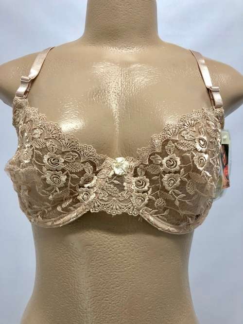 Size 38D lace hollow bra golden