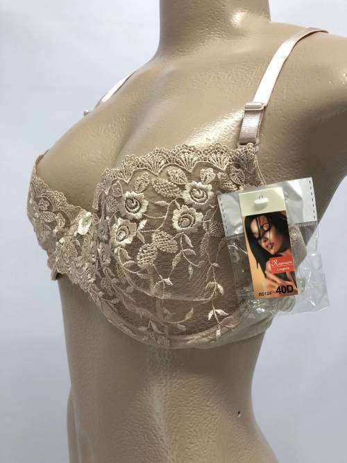 Size 38D lace hollow bra golden