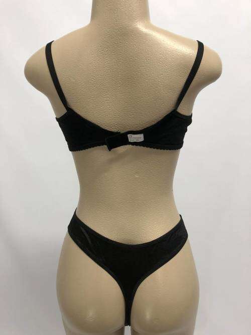 Size 38B flower bra & panty set black