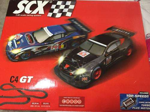 SCX 1:32 Slot Car Full Sets C3 F1 and C4 GT with Extra Cars and Lap Counter Trainer Included