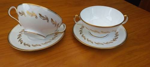 Royal Abert Symphony double handled cream soup duo