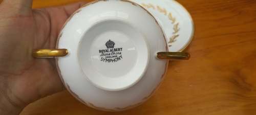 Royal Abert Symphony double handled cream soup duo