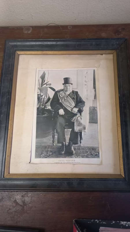 Very old framed print of president Paul Kruger