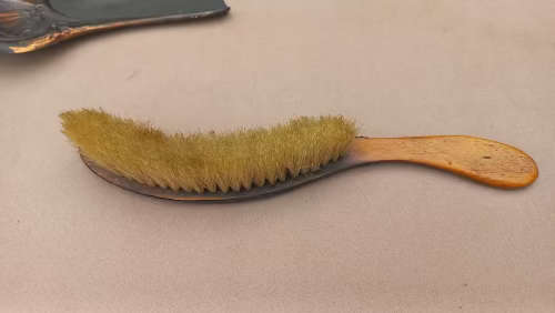 Art Nouveu copper crumb tray and brush