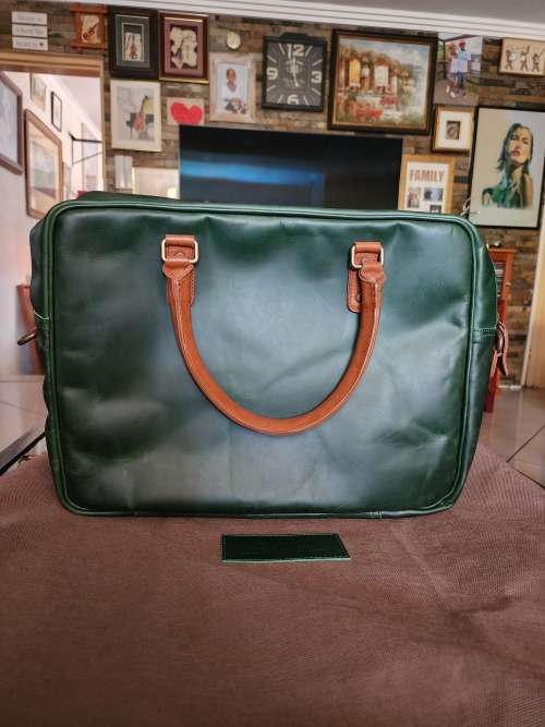 Emerald Genuine Leather Laptop Messenger Bag