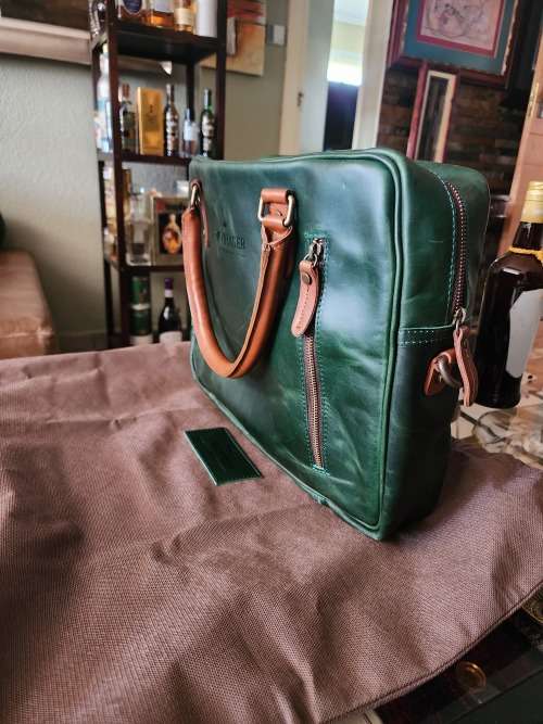 Emerald Genuine Leather Laptop Messenger Bag