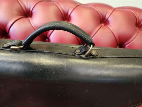 Black Leather Messenger Laptop Bag