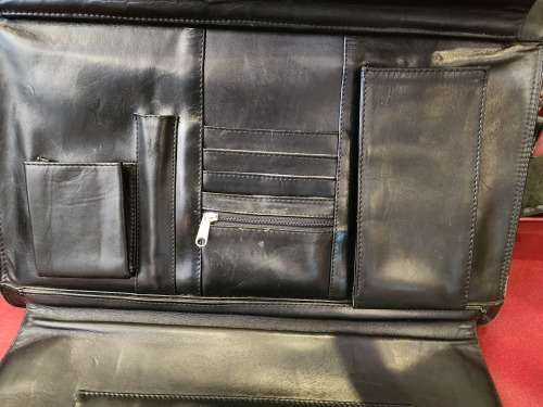 Black Leather Messenger Laptop Bag