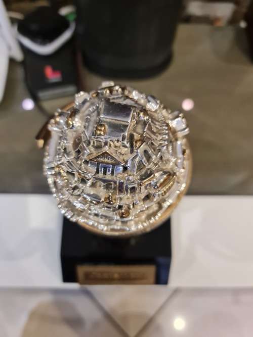 FRANK MEISLER JERUSALEM TROPHY IN THE FORM OF A ROTATING SPHERE.