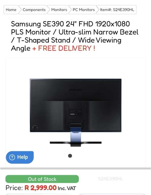 Samsung SE390 24` FHD 1920x1080 PLS Monitor
