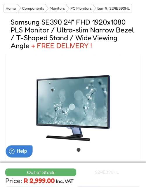 Samsung SE390 24` FHD 1920x1080 PLS Monitor