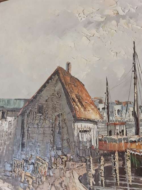 W. Jones Harbour Oil on Canvas Original Art