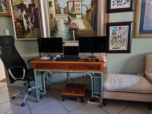 Wood and Wrought Iron Server Table