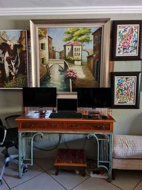 Wood and Wrought Iron Server Table