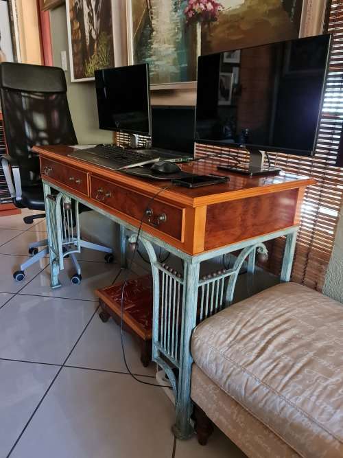 Wood and Wrought Iron Server Table