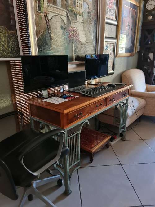Wood and Wrought Iron Server Table