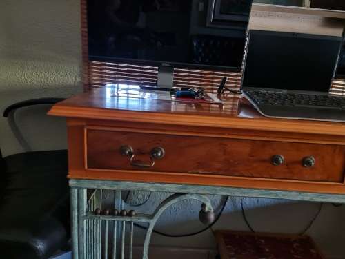 Wood and Wrought Iron Server Table
