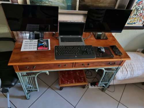 Wood and Wrought Iron Server Table