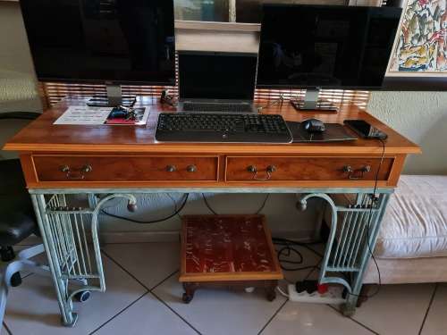 Wood and Wrought Iron Server Table