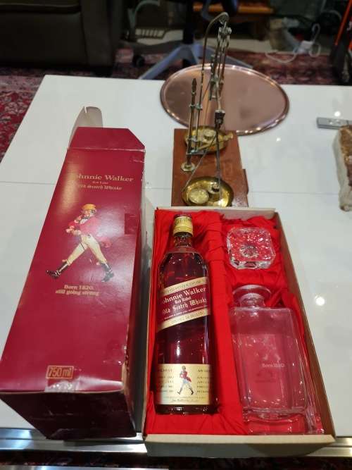 Johnnie Walker Red Label 1970s Whisky Bottle With a Decanter