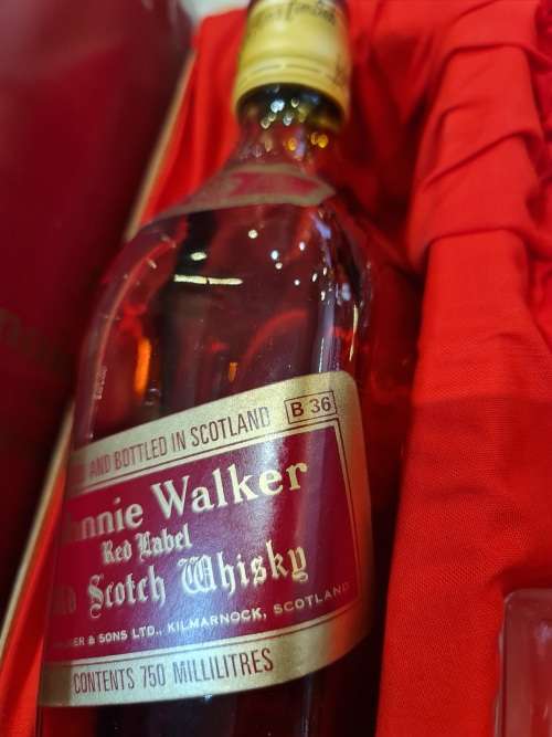 Johnnie Walker Red Label 1970s Whisky Bottle With a Decanter
