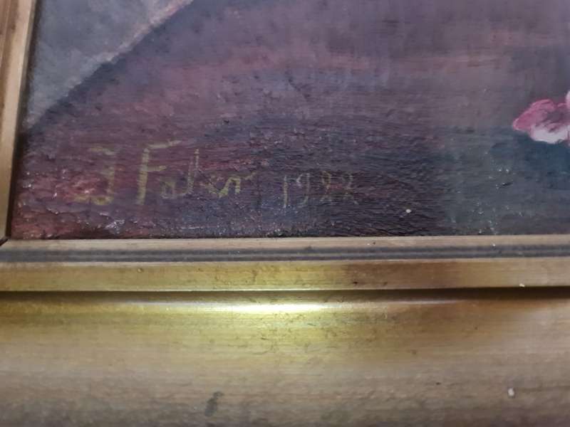 J Faber Antique Oil Painting - 1922