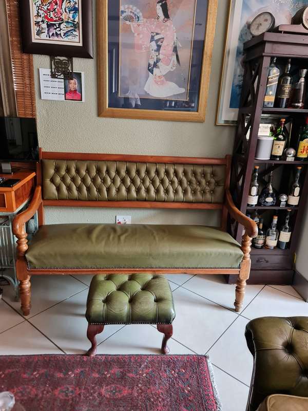 Antique French Banquette 3 Seater Bench
