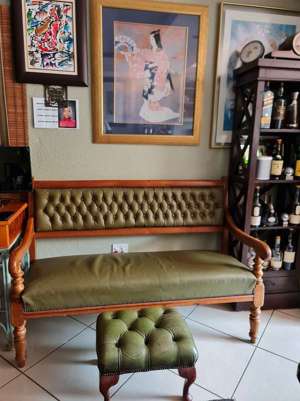Antique French Banquette 3 Seater Bench