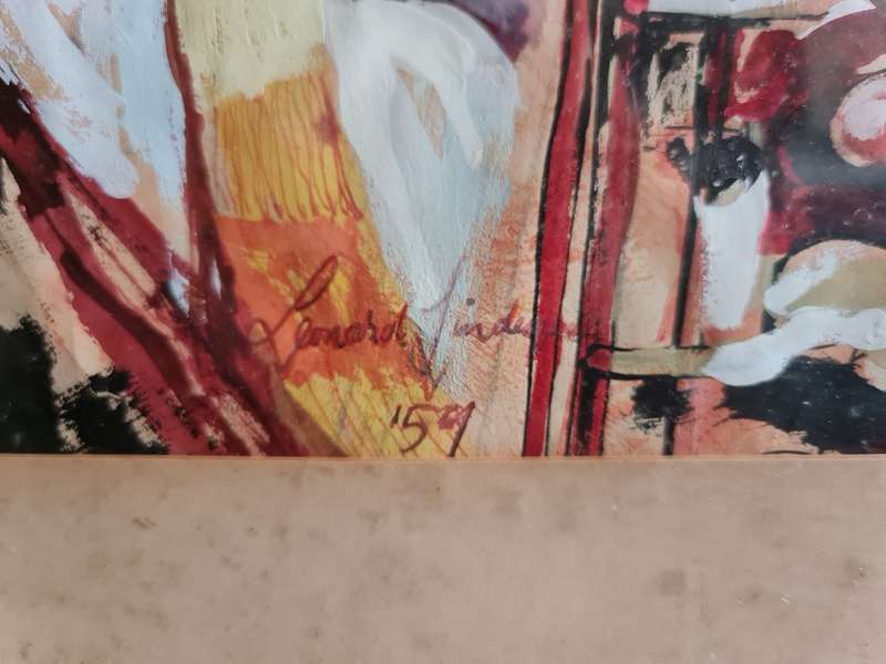 Indistinct Original Signed Painting Dated 1959