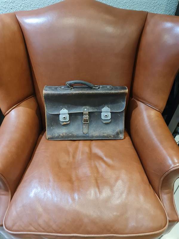 Antique Leather Briefcase Early Century 1900`s