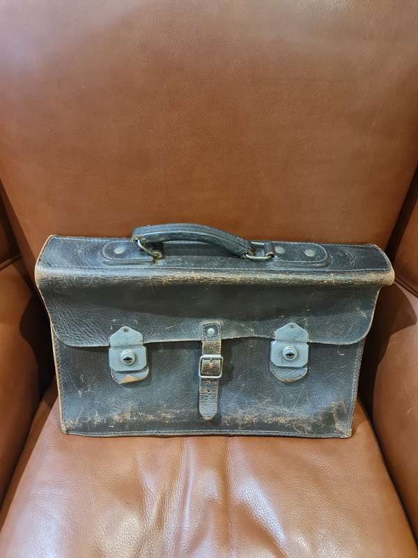 Antique Leather Briefcase Early Century 1900`s