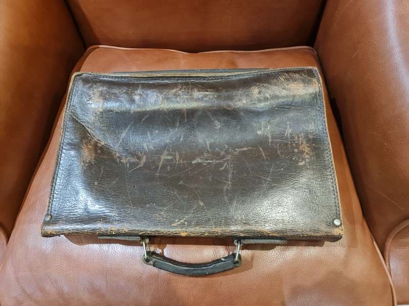 Antique Leather Briefcase Early Century 1900`s