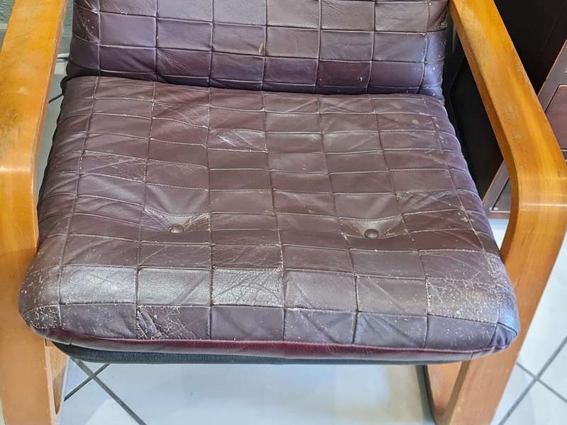1960`s Scandinavian Bentwood Leather Lounge Chair