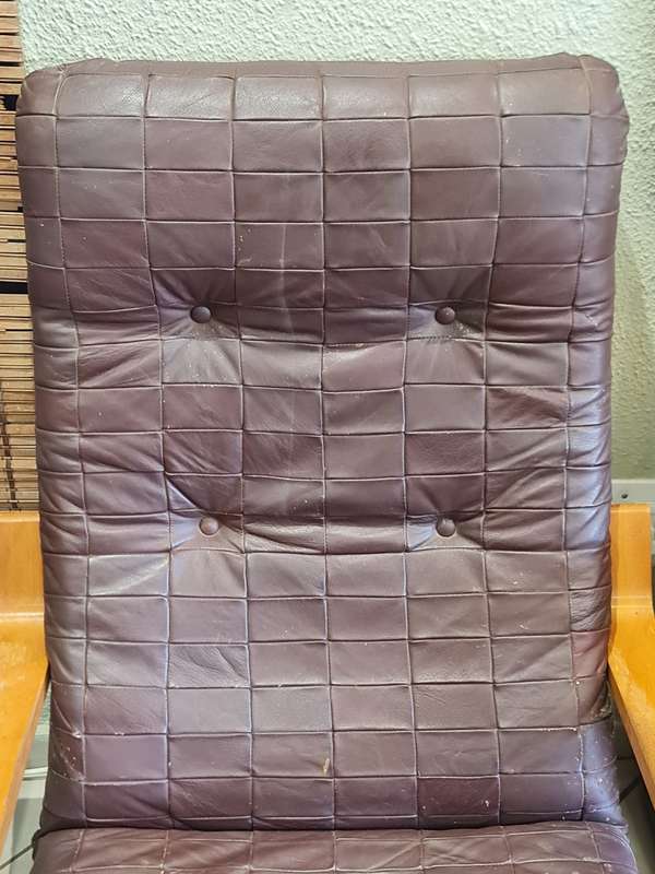 1960`s Scandinavian Bentwood Leather Lounge Chair